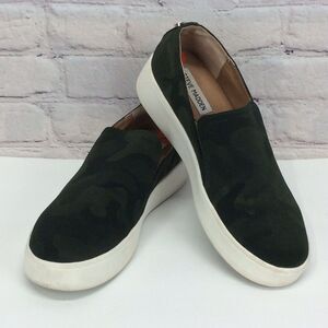 Steve Madden Zayna Platform Shoes Womens Size 9.5 Green Camo Slip On Walking